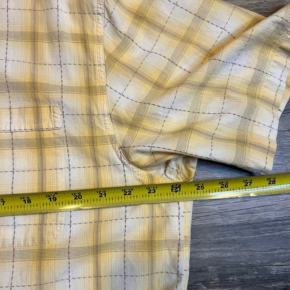 Columbia Yellow Plaid Button Up Shirt Mens XL Cotton‎ Outdoor Fishing Hiking